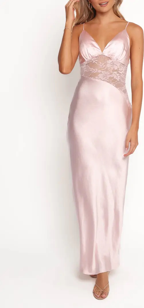 Milla Sheer Lace Inset Satin Maxi Dress | Nordstrom