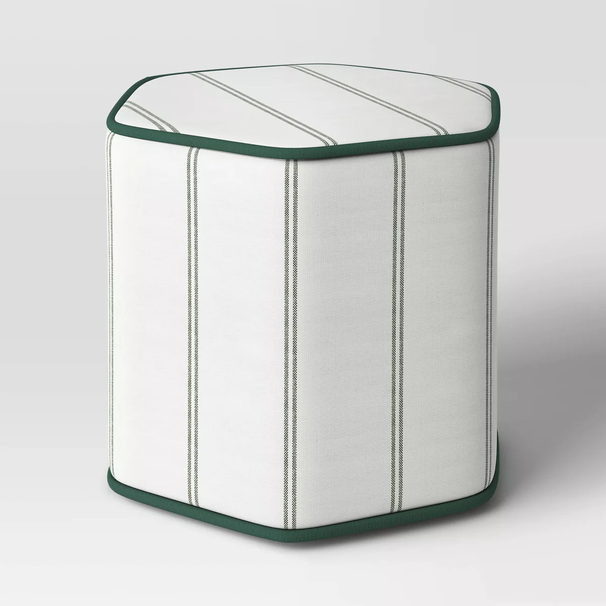 18"x16" Lydia Stripe Hexagon Outdoor Patio Poufs Green/Off-White - Threshold™ designed with Stu... | Target