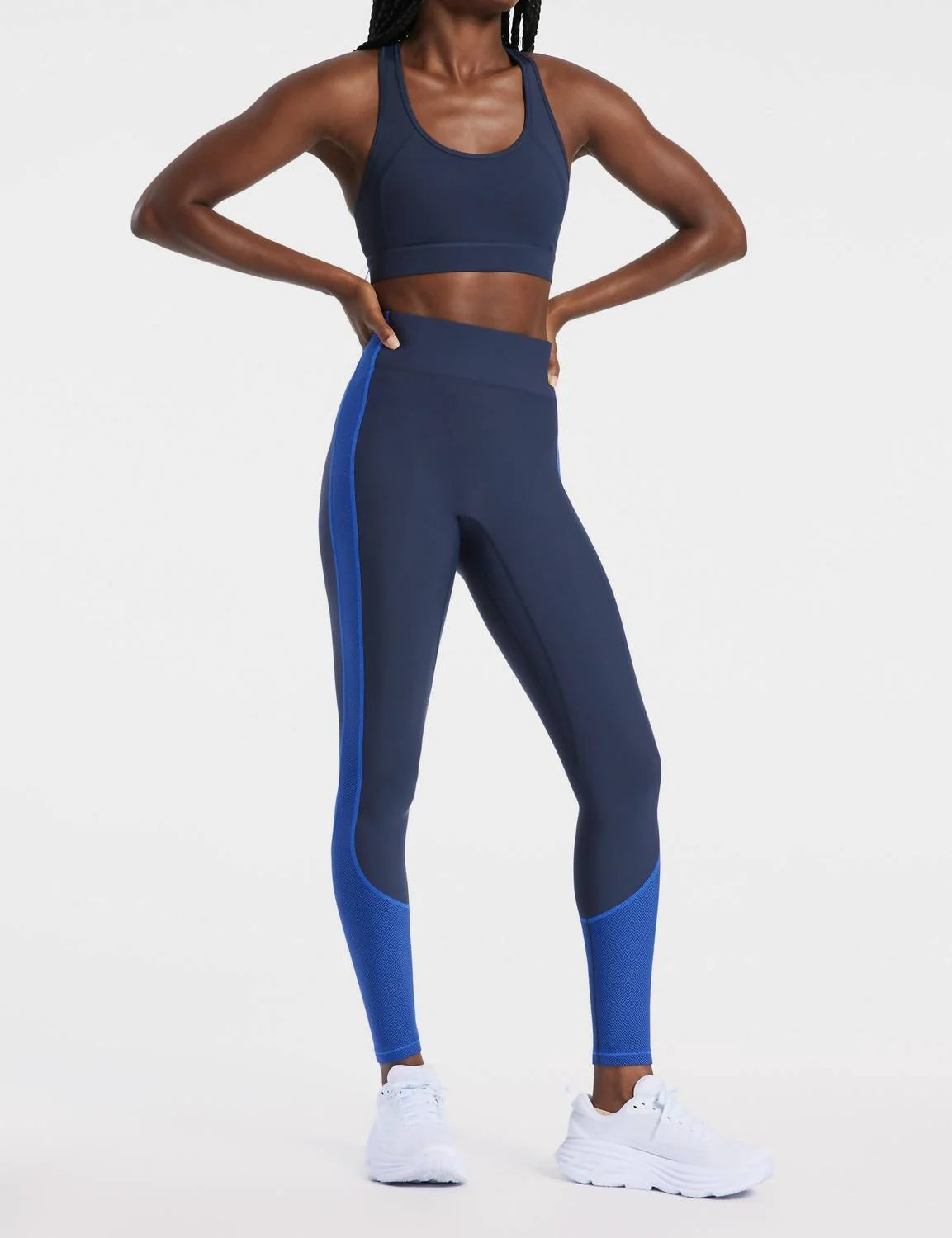 Center Stage Color Block Pro Fleece Legging In Navy Blazer/blue Herringbone | Shop Simon