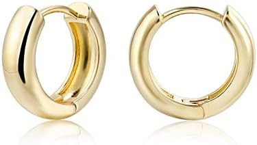 CONRAN KREMIX Small Thick Gold Chunky Hoop Earrings Lightweight Huggie Hoops For Women | Amazon (US)