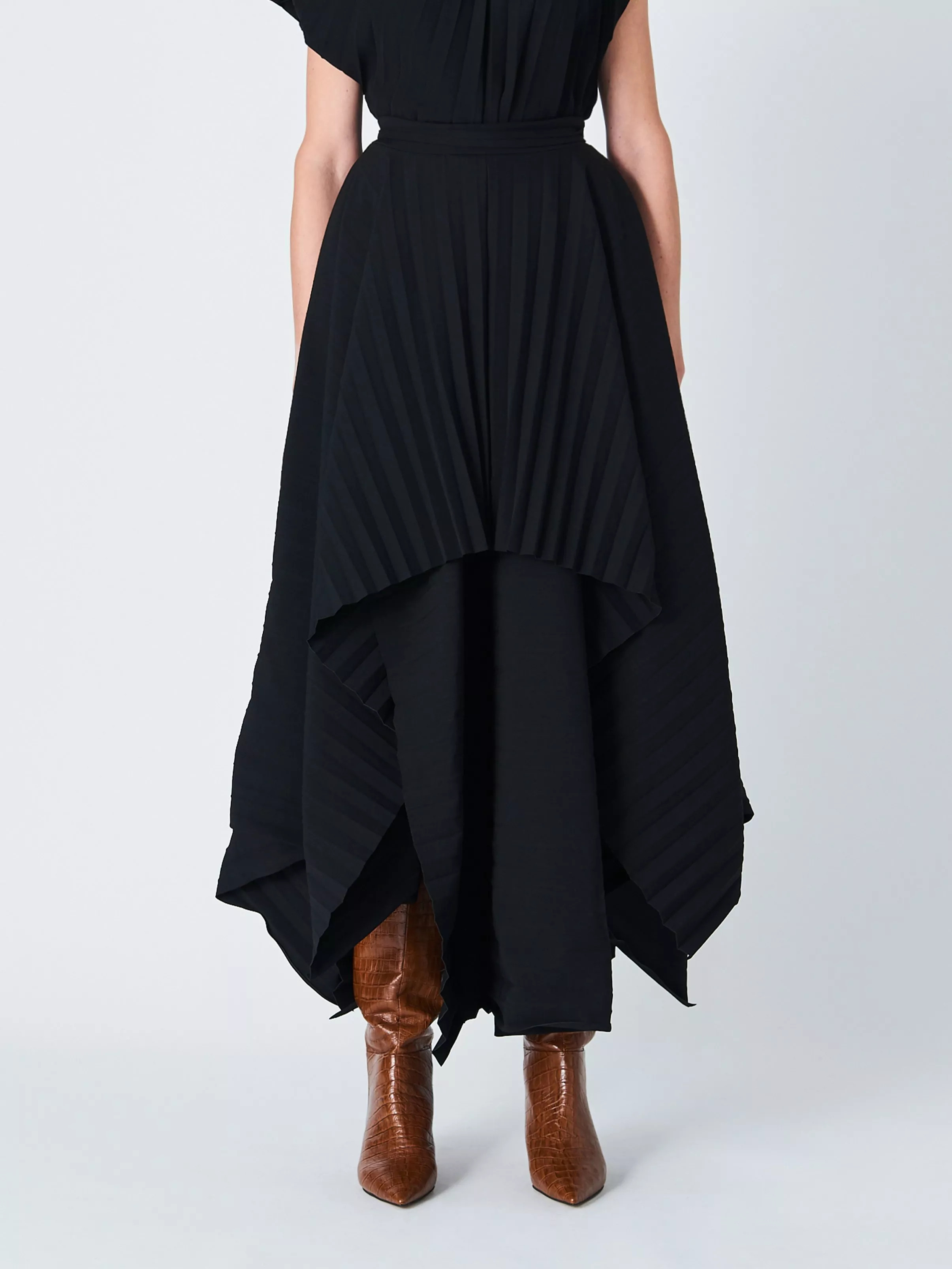 John Lewis x A.W.A.K.E. MODEPleated Maxi Skirt, Black | John Lewis (UK)