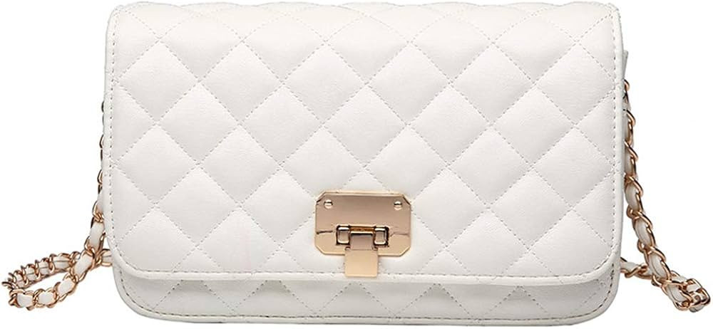 Women Leather Shoulder Bag Fashion Clutch Handbag Quilted Designer Crossbody Bag with Chain Strap | Amazon (US)