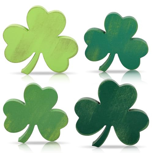 COCHIE Shamrock St Patricks Day Decorations, Wooden St. Patrick's Day Tiered Tray Decor Set of 4, Green Clover Saint Patrick Day Table Top Decoration for Home, Shelf, Door, Office Party (Retro) | Amazon (US)