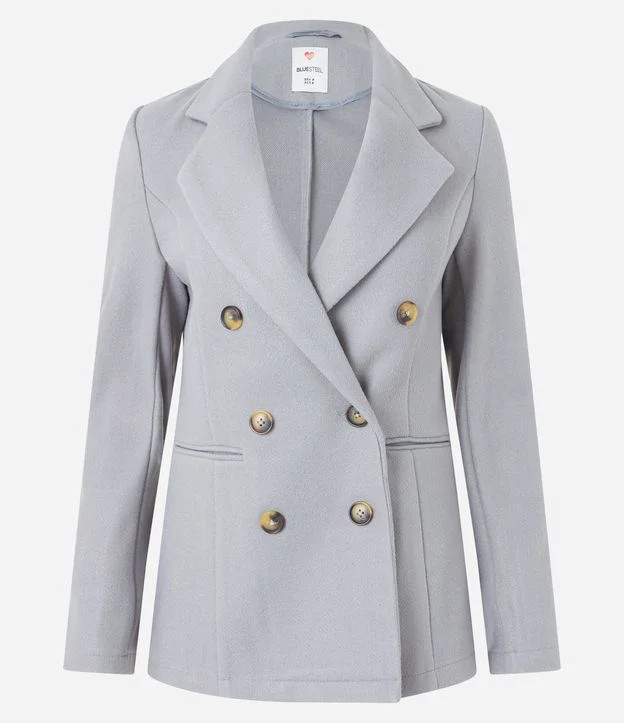 Jaqueta Alongada em Polivelour com Botões e Bolsos Cinza | Renner (BR)