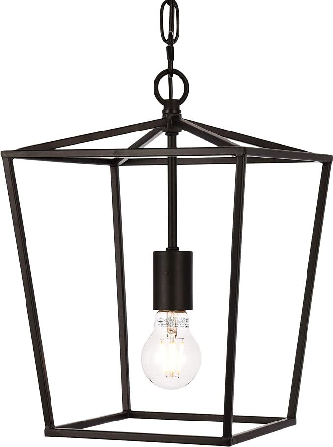 Elegant Lighting Maddox Collection 1 Light Pendant Lamp in Black Finish - 9.75"D x 14.5"H | Amazon (US)