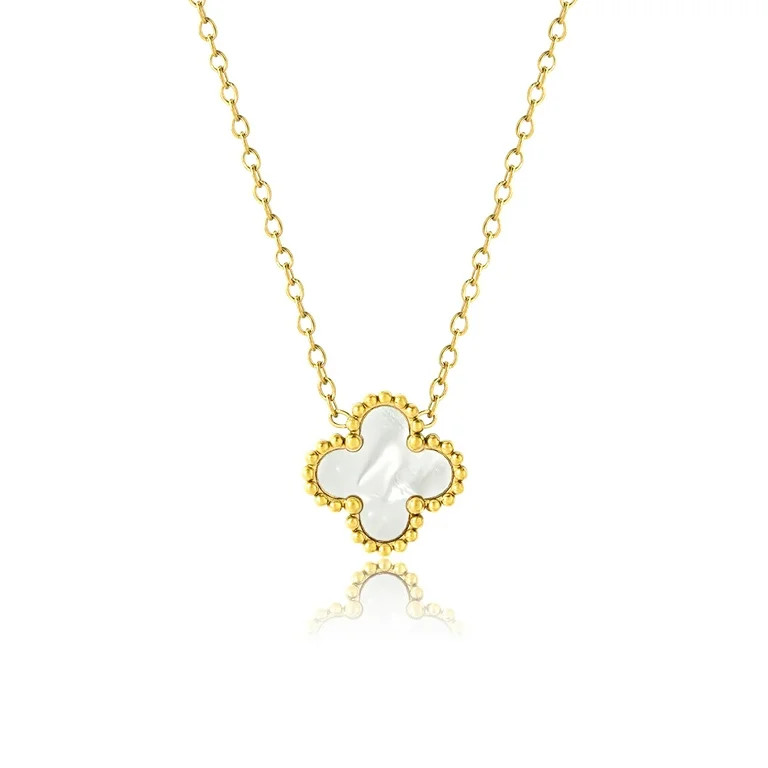 JeenMata White Flower Pendant Necklace in Yellow Gold Plated | Walmart (US)