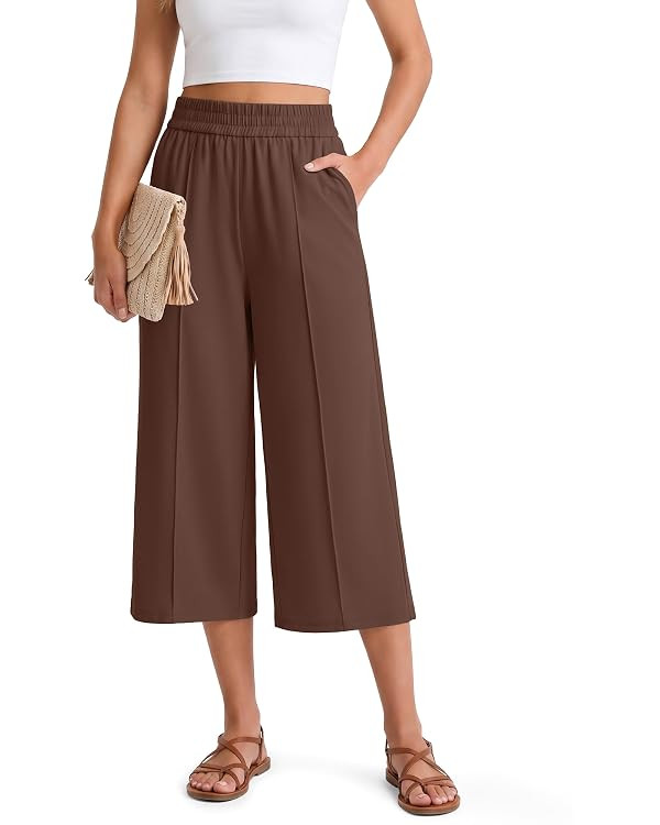 G4Free Chillwhisp Lightweight Flowy Wide Leg Capris Women - Front Seam Summer Cropped Pants for T... | Amazon (US)