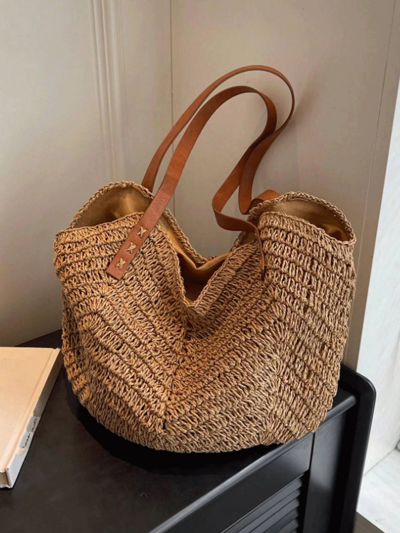 Lightweight,Casual Large Capacity,Portable Minimalist Straw Bag Double Handle Medium For Teen Gir... | SHEIN