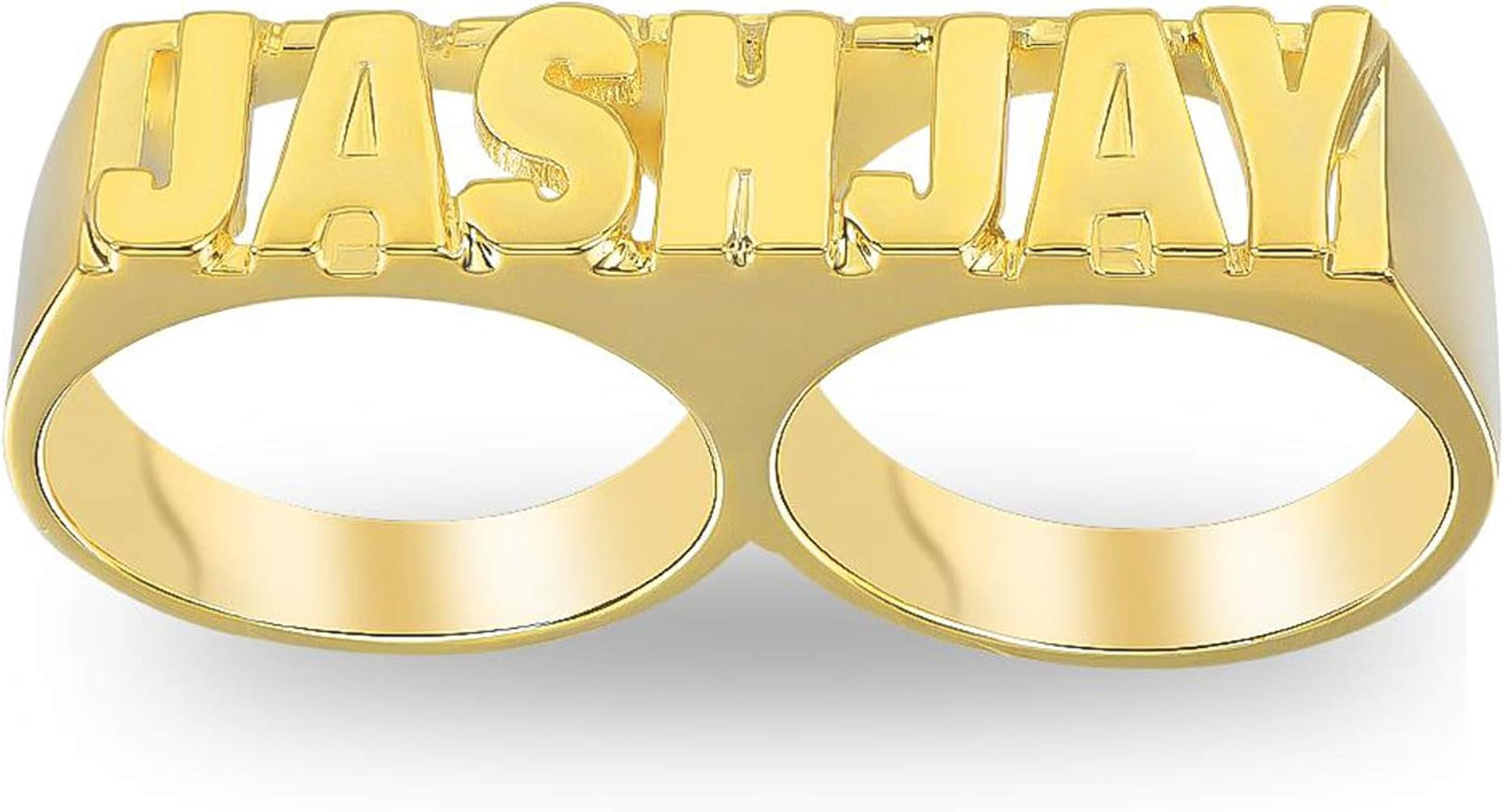 Gemiac Personalized Name Ring with Heart 18K Gold Plated Ring Unisex Custom Nameplate Initial Rin... | Amazon (US)