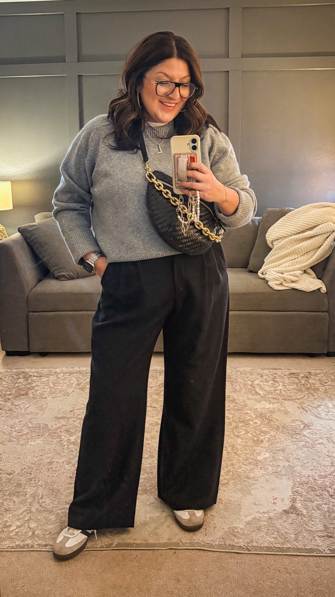 Clare V crossbody
A&F sweater (L)
A&F trouser pants (33)
Adidas sambas



#LTKOver40 #LTKSaleAlert #LTKMidsize