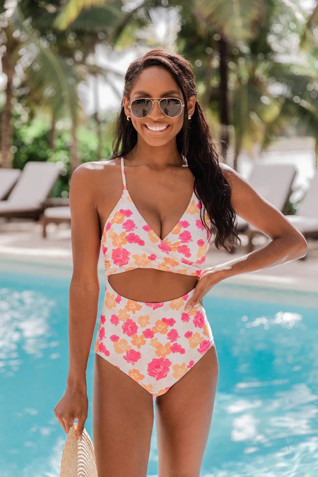Caribbean Crush Pink/Orange Floral Swimsuit | Pink Lily