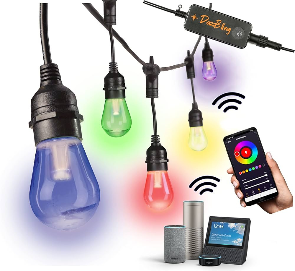 Outdoor String Lights, Patio Lights, 49Ft App Control RGB +W Color Changing String Lights Outdoor... | Amazon (US)