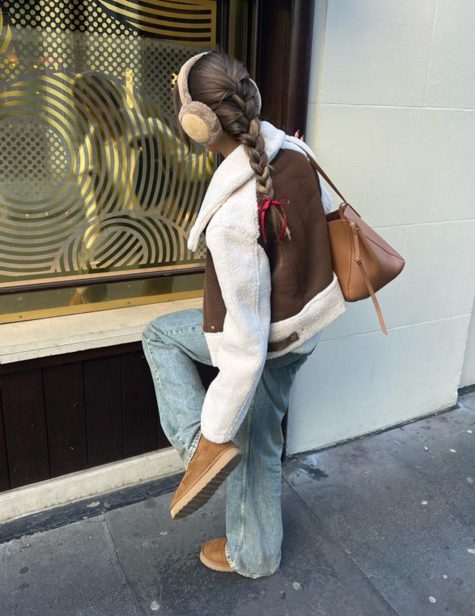 Karen millen, Asos, New look, Ugg, Dorothy perkins, Demellier, Polene, transitional outfit, transitional style, autumn outfit, autumn fashion, aviator jacket, leather jacket, shearling jacket, vintage jeans, wide leg jeans, Ugg classic mini boots, leather tote bag, ear muffs, autumn outfit ideas, winter outfit ideas, style inspiration 

#LTKstyletip #LTKeurope #LTKSeasonal