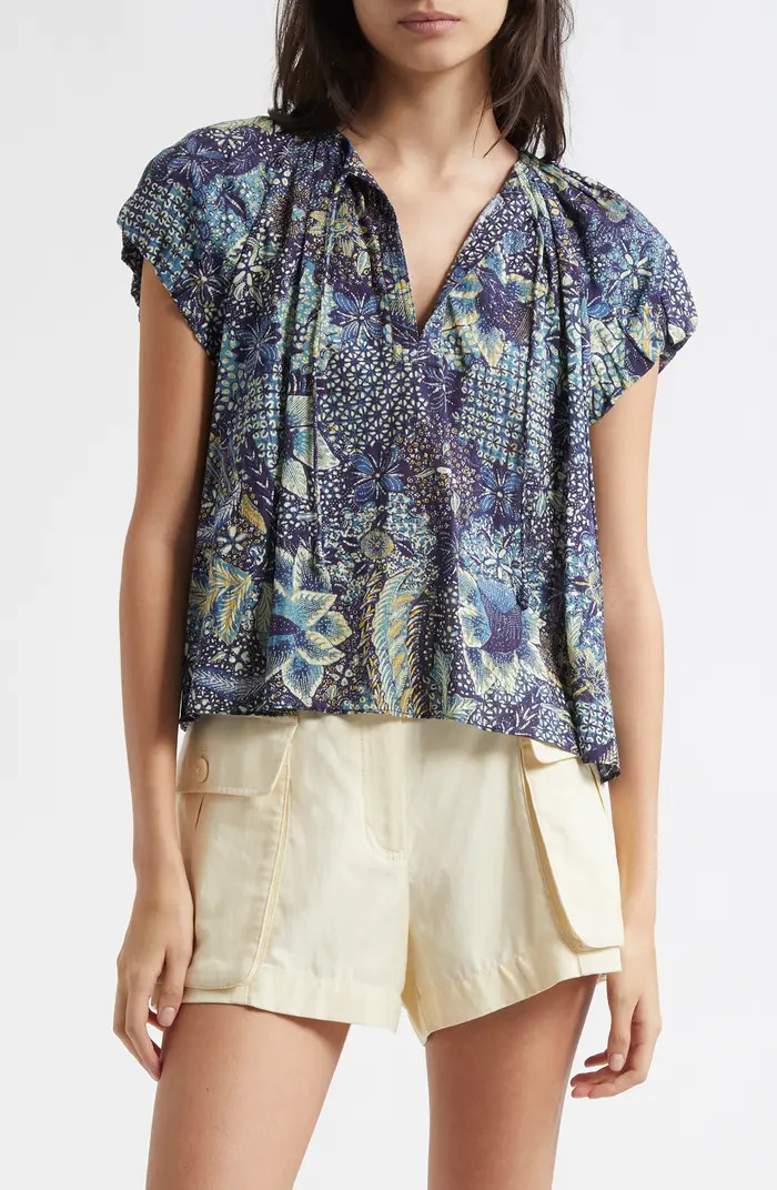 Ulla Johnson Issa Mixed Print Cotton Blend Top | Nordstrom | Nordstrom