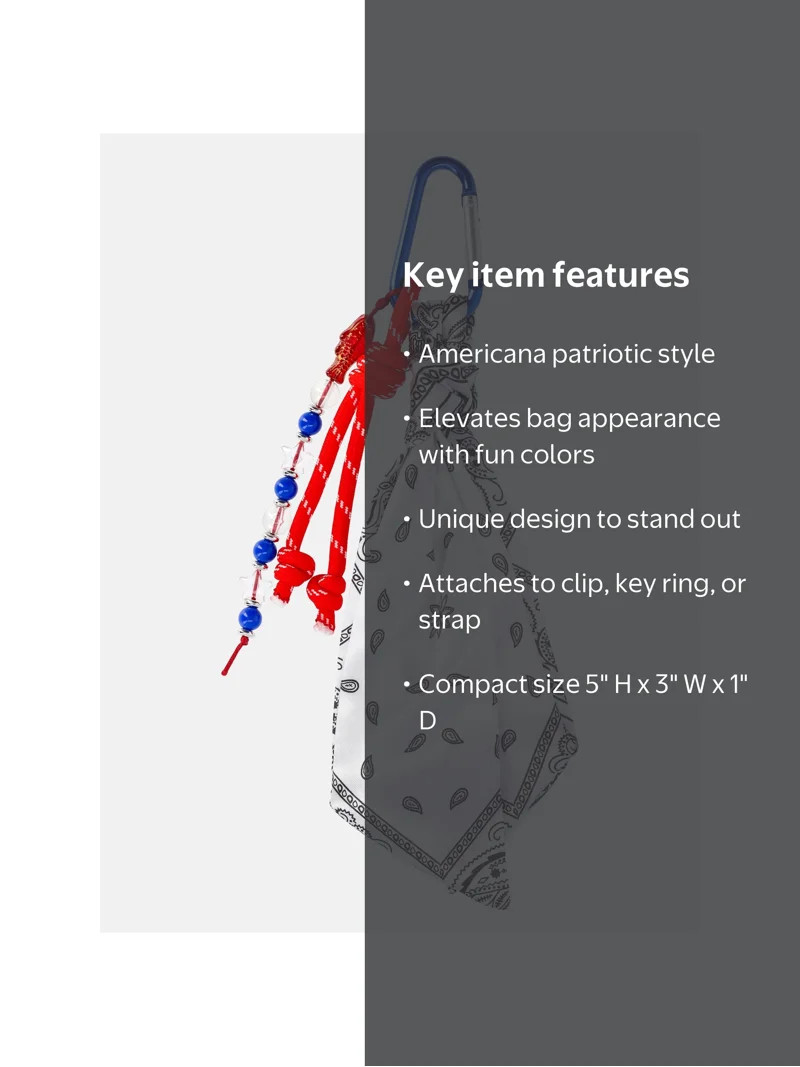 No Boundaries Women's Americana Bag Charm, White Bandana | Walmart (US)