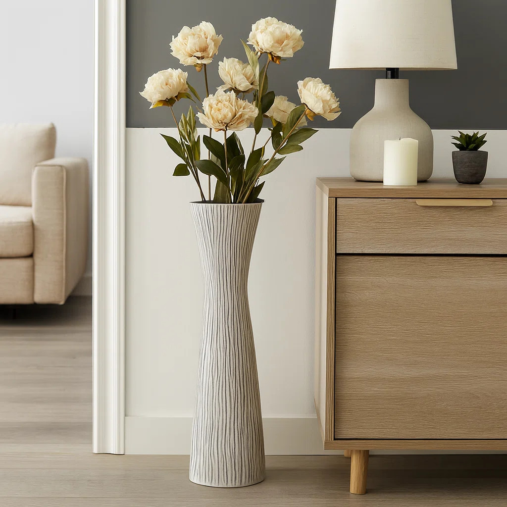 Richarson Ribbed Ceramic Floor Vase | Wayfair North America