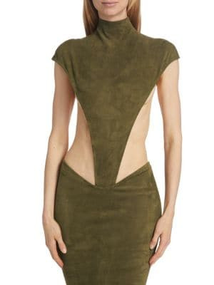 LaQuan Smith Mock Turtleneck High-Cut Bodysuit on SALE | Saks OFF 5TH | Saks Fifth Avenue OFF 5TH