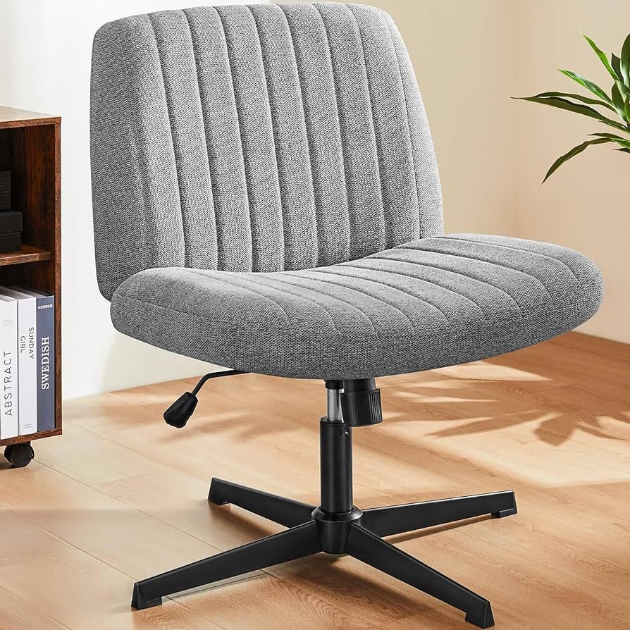Armless Desk Chair, Criss Cross Chair No Wheels, Fabric Padded Desk Chair, Modern Swivel Height A... | Amazon (US)