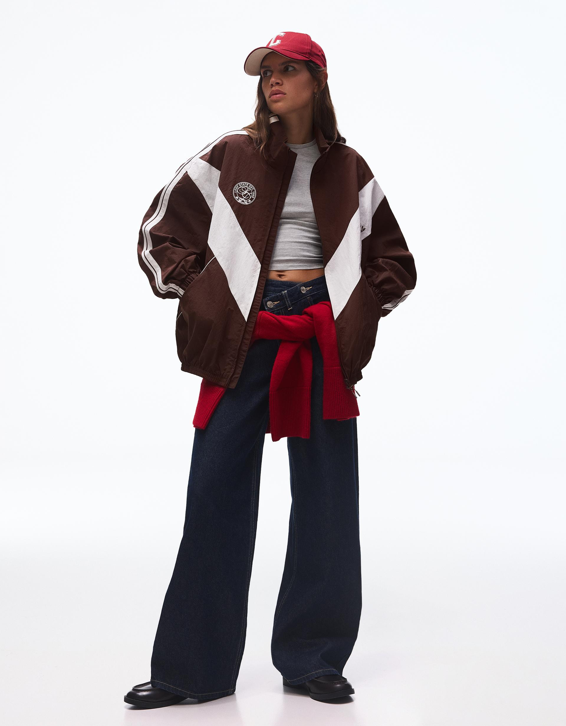 Embroidered technical jacket - Jackets and trench - Women | Bershka UK
