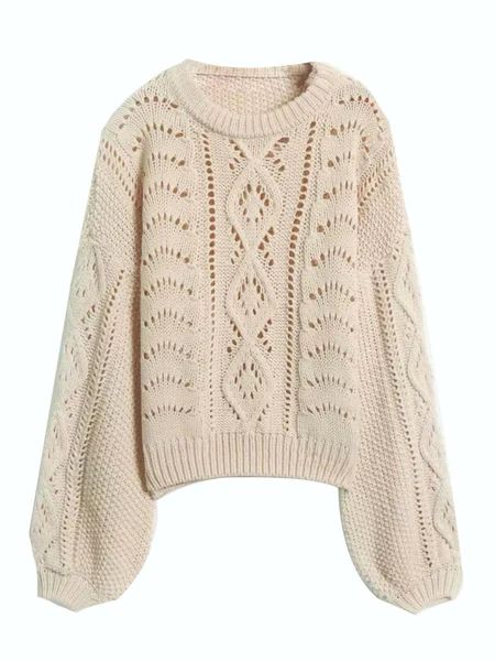 'Allison' Knitted Round Neck Hollow Sweater (2 Colors) | Goodnight Macaroon