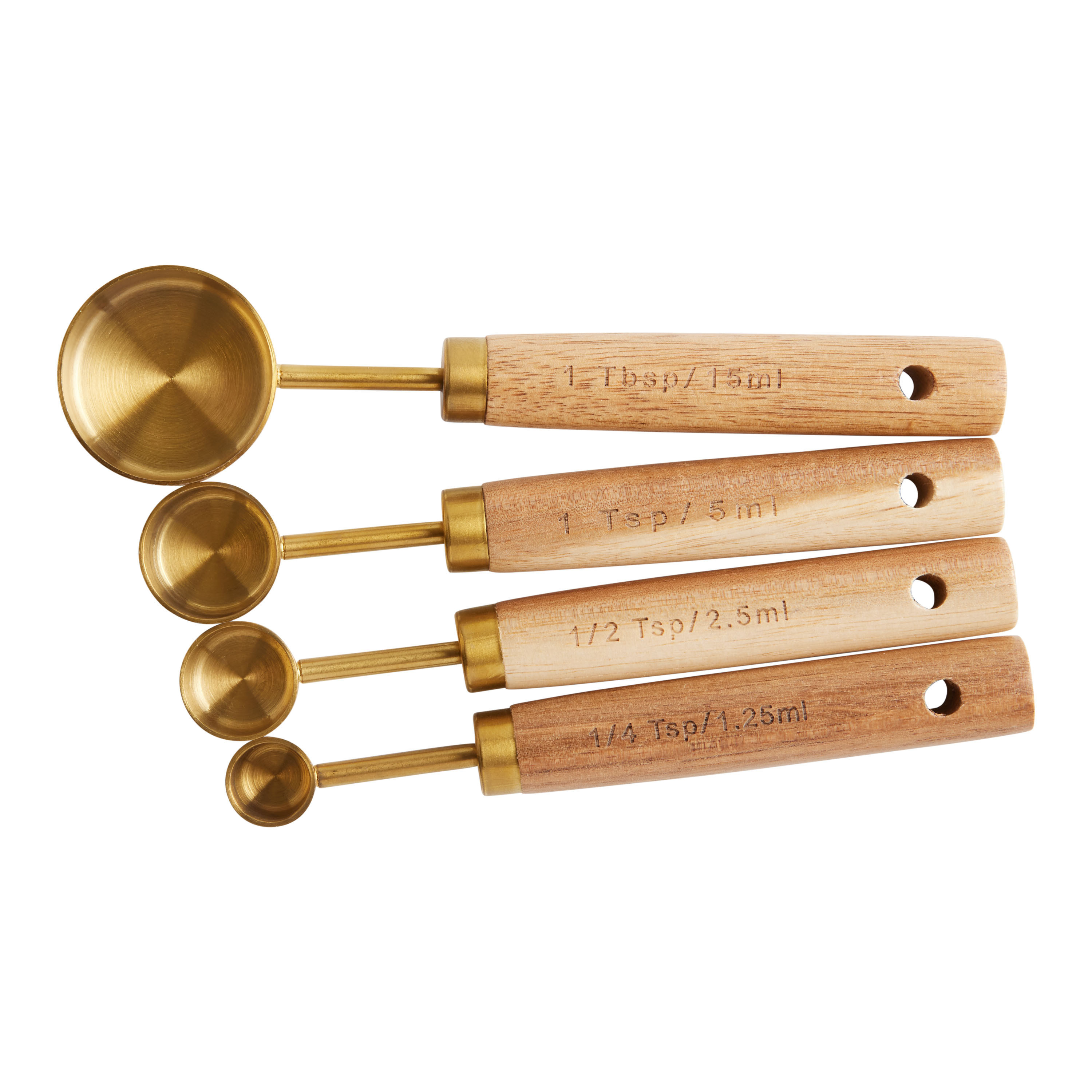 Gold Metal and Wood Nesting Measuring Spoons | World Market
