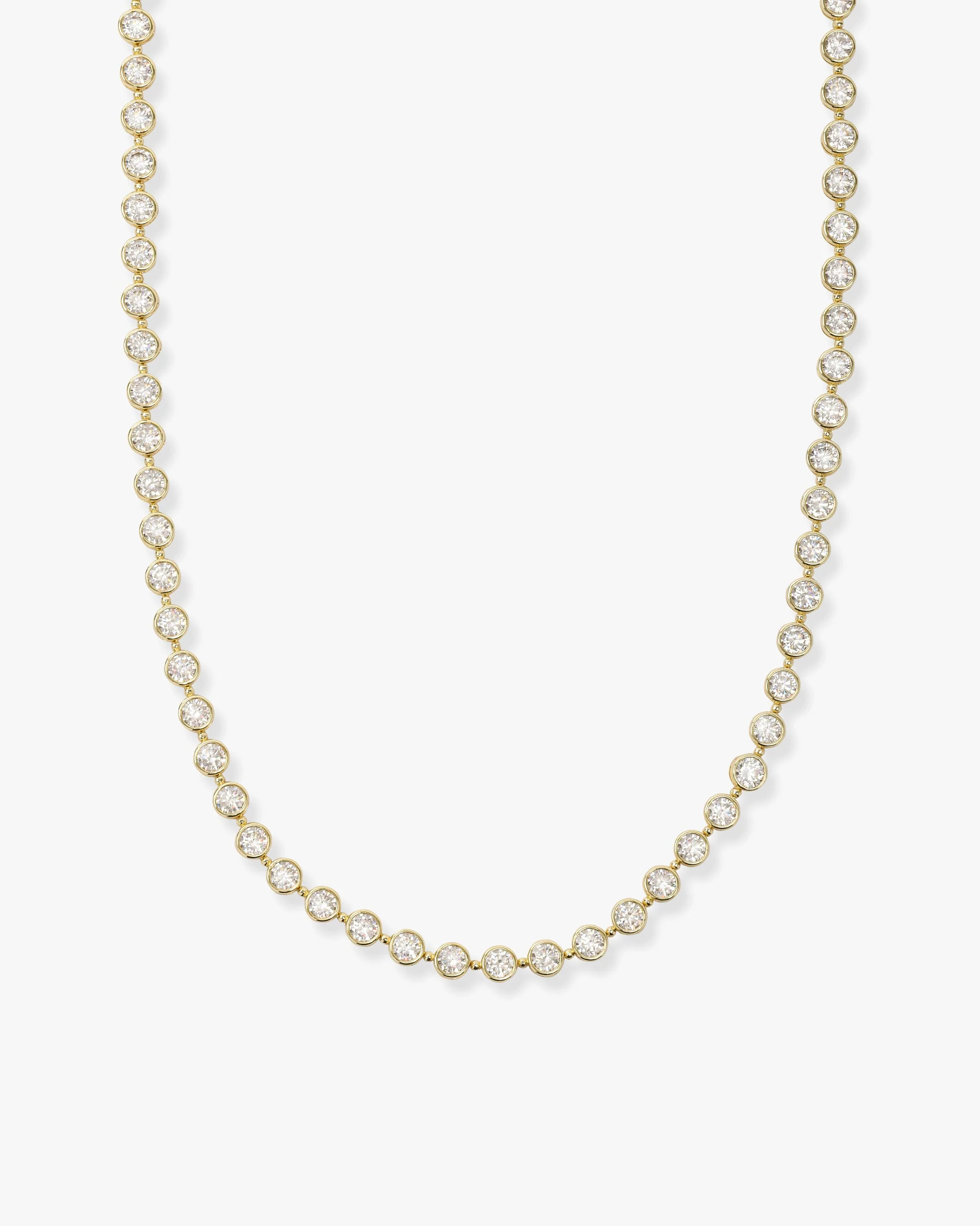 Mama Baroness Tennis Necklace 15" - Gold|White Diamondettes | Melinda Maria