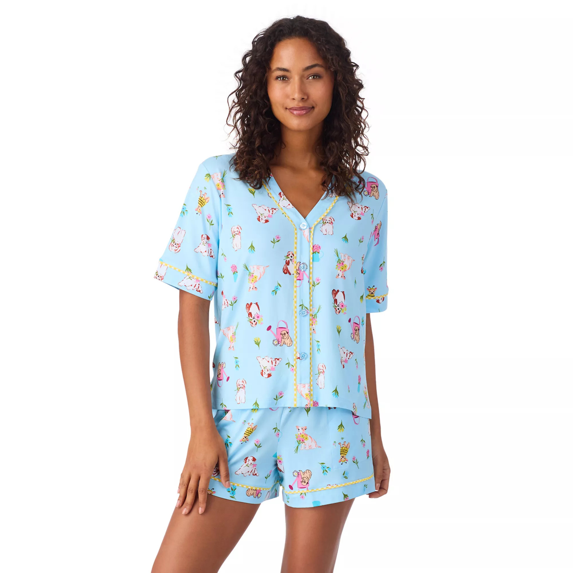 Women's Cuddl Duds® Short Sleeve Pajama Top & Pajama Boxer Short Set | Kohl's