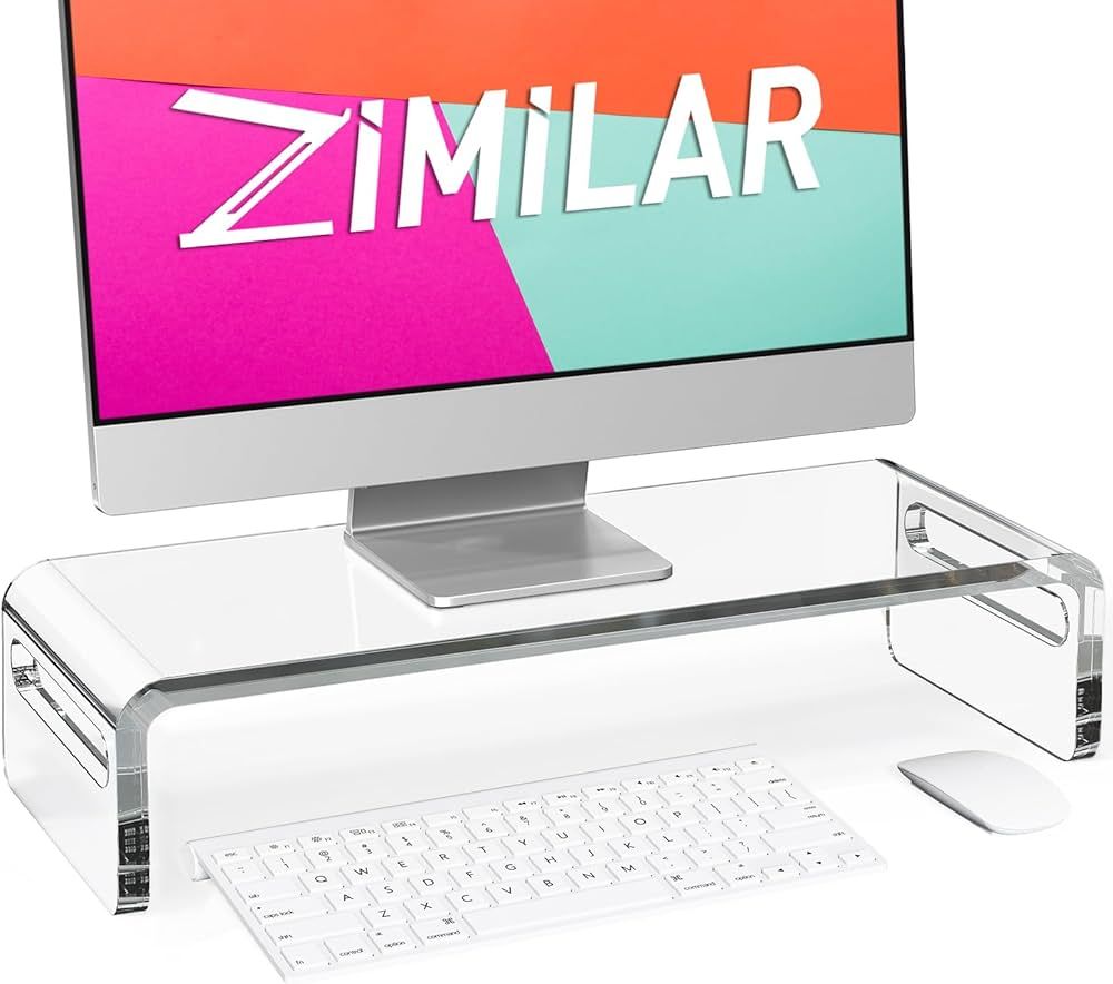 Zimilar 20 inch Large Acrylic Monitor Stand Riser, Crystal Clear Monitor Riser, Acrylic Computer ... | Amazon (US)