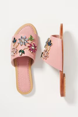 Mystique Embellished Flower Slide Sandals | Anthropologie (US)