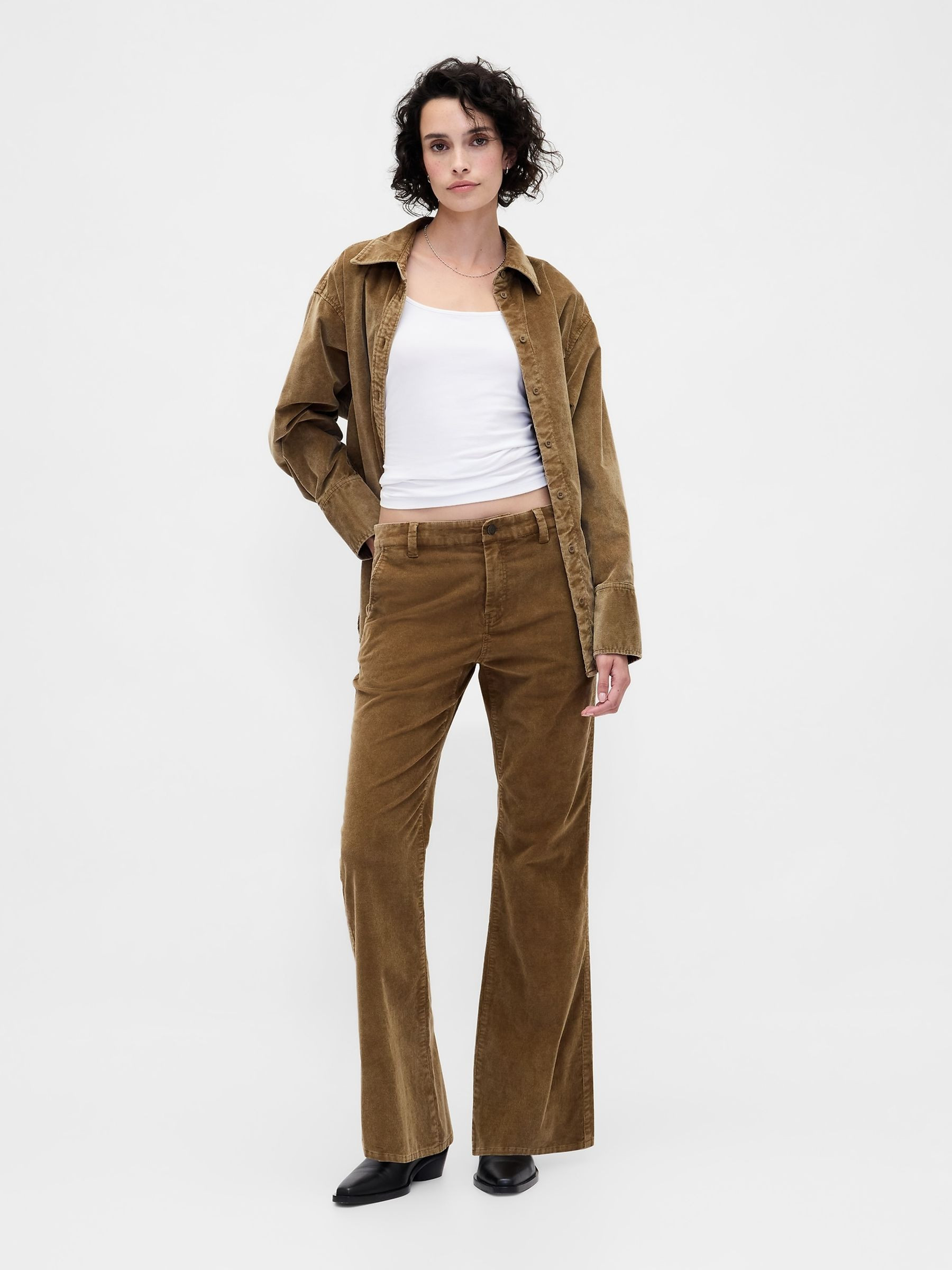 Light Brown Low Waisted Corduroy Flare Trousers | Gap | GAP UK