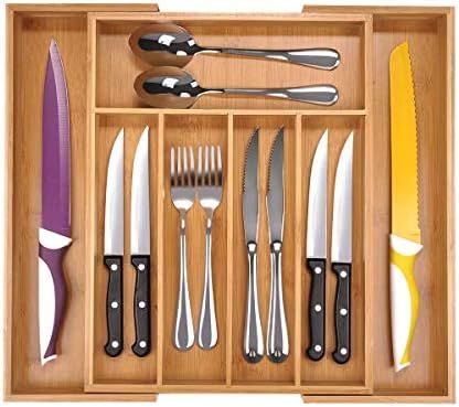 Utoplike Bamboo Expandable Cutlery Organizer Tray: Holds Silverware, Flatware, Utensils, Cutlery,... | Amazon (CA)