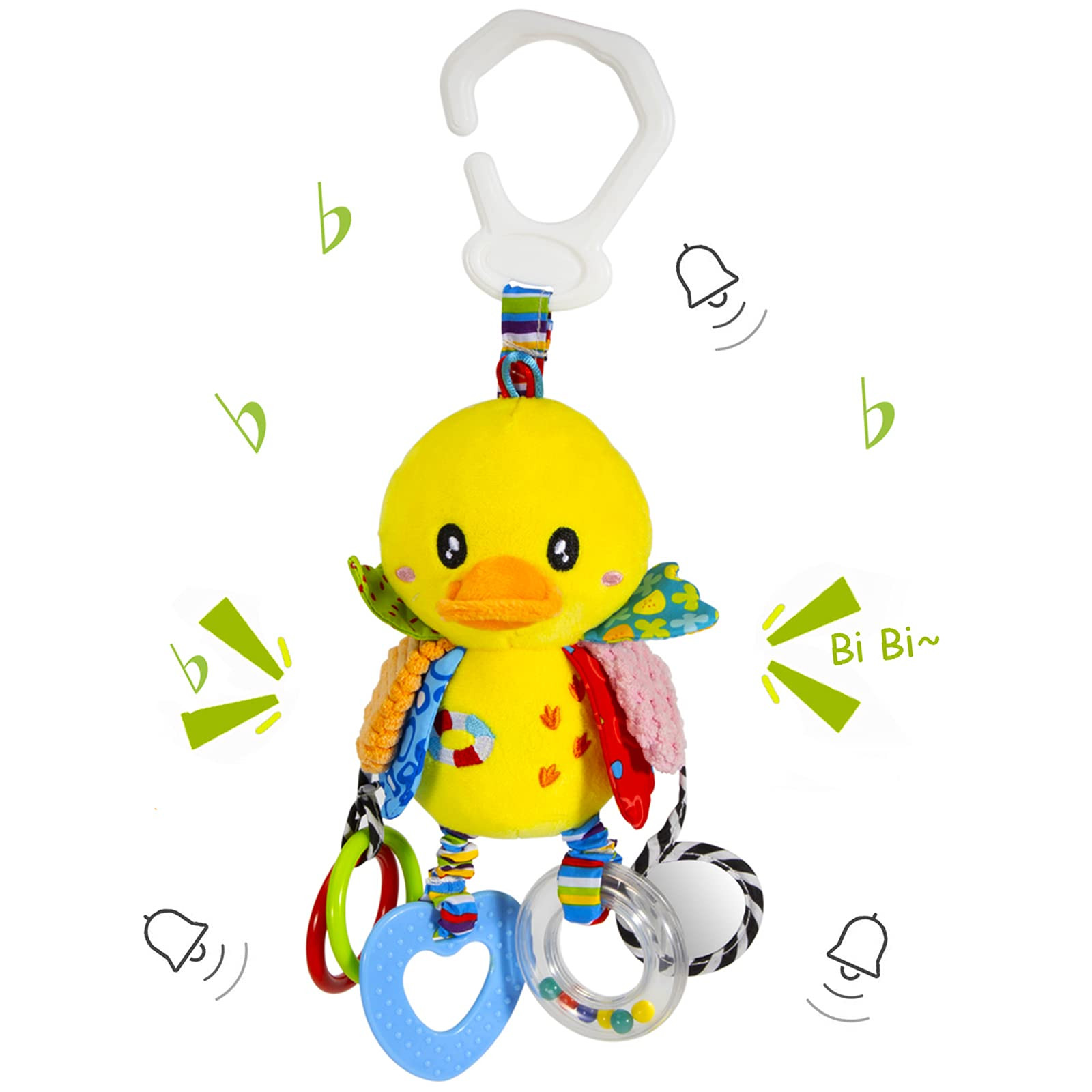 Baby Stroller Car Seat Toys for Infant with Teether Hanging Rattle, Clip on Stroller, Soft Plush ... | Amazon (US)