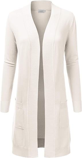 JJ Perfection Womens Light Weight Long Sleeve Open Front Long Cardigan | Amazon (US)