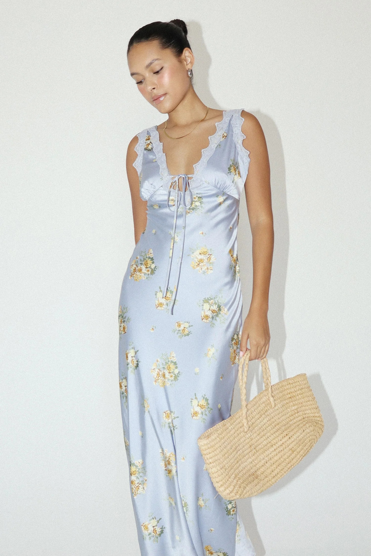 Powder Blue Satin Dress | Love story boutique