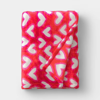 Printed Plush Throw Ivory/Pink/Red - Room Essentials™ | Target