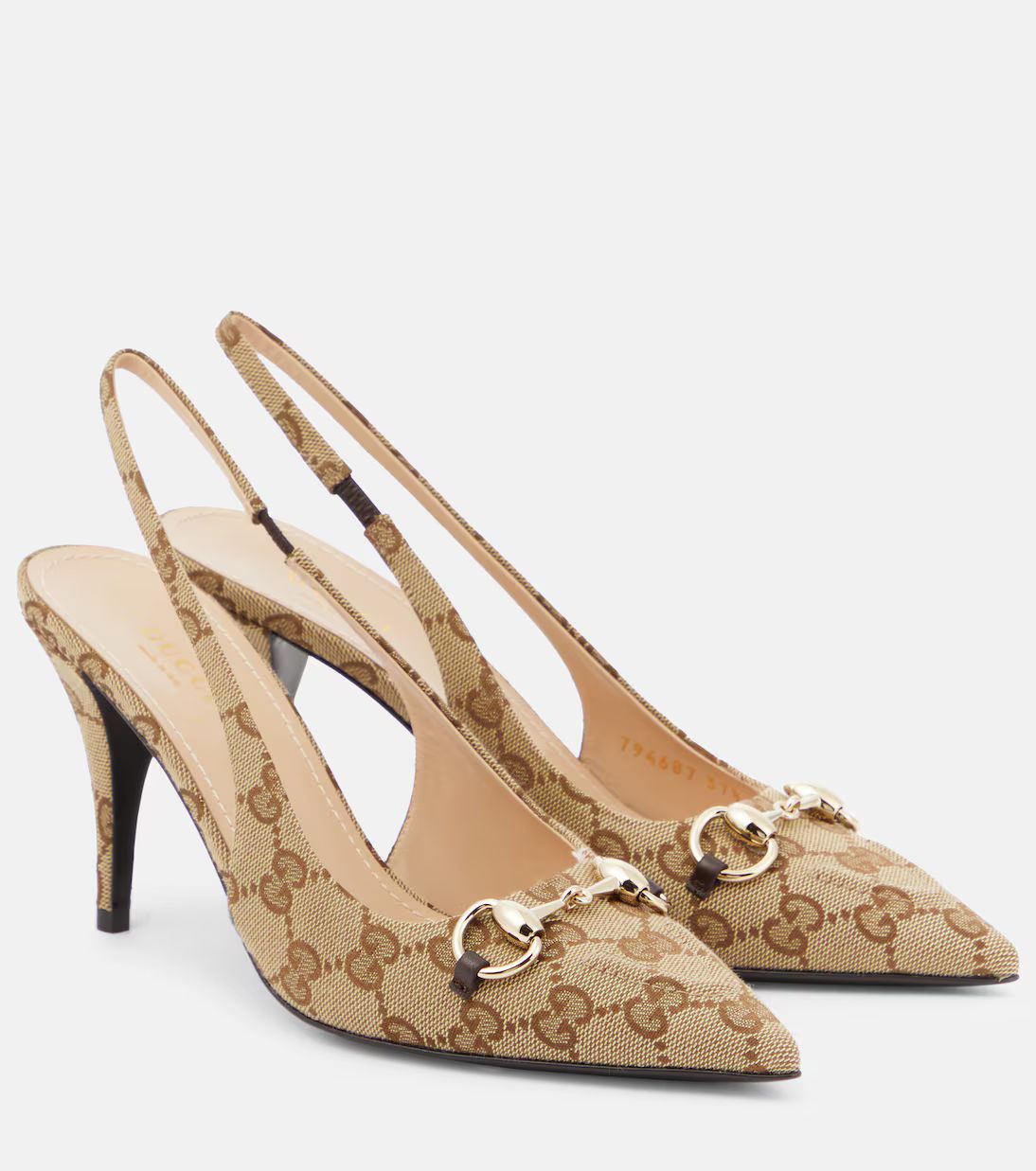 Horsebit GG Canvas slingback pumps | Mytheresa (US/CA)