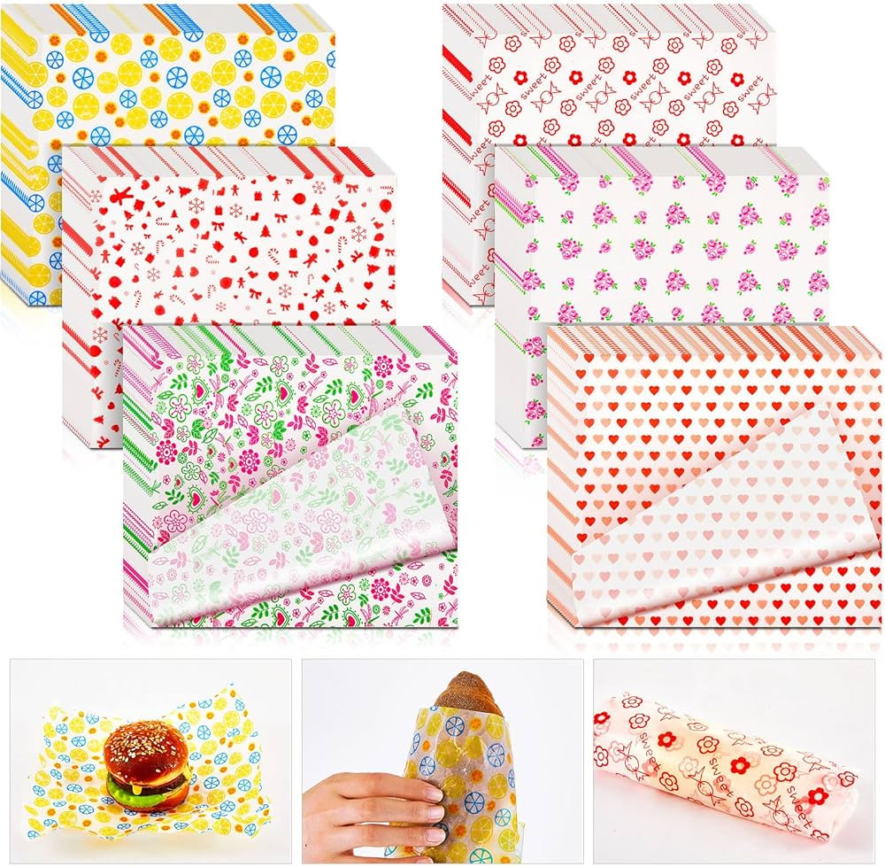 Glenmal 600 Pcs Wax Paper Greaseproof Waterproof Dry Waxed Deli Paper Sheets 9.8x8.5 Inch Floral ... | Amazon (US)