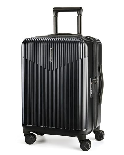 BAGSMART Carry On Luggage 22x14x9 Airline Approved with Spinner Wheels,100% PC Hardside Expandable Luggage with TSA Lock for Trips, 20 Inch Rolling Suitcases for Men Women,Black | Amazon (US)