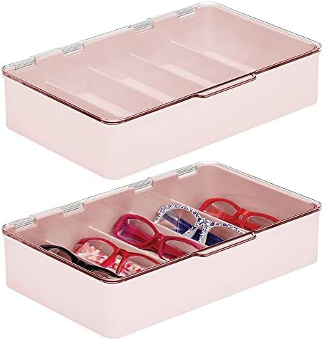 mDesign Plastic Hard Shell Stackable Eyeglass Case Storage Organizer, Lid for Unisex Sunglasses, ... | Amazon (US)