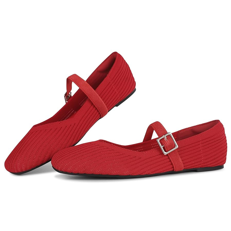 CELNEPHO Flats for Women Square Toe Ballet Flats Shoes Comfortable Dressy Knit Flats for Women Ar... | Amazon (US)