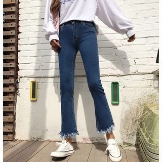 Fringed Boot-Cut Jeans | YesStyle Global