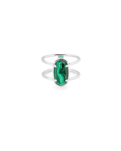 Elyse Sterling Silver Double Band Ring in Malachite | Kendra Scott