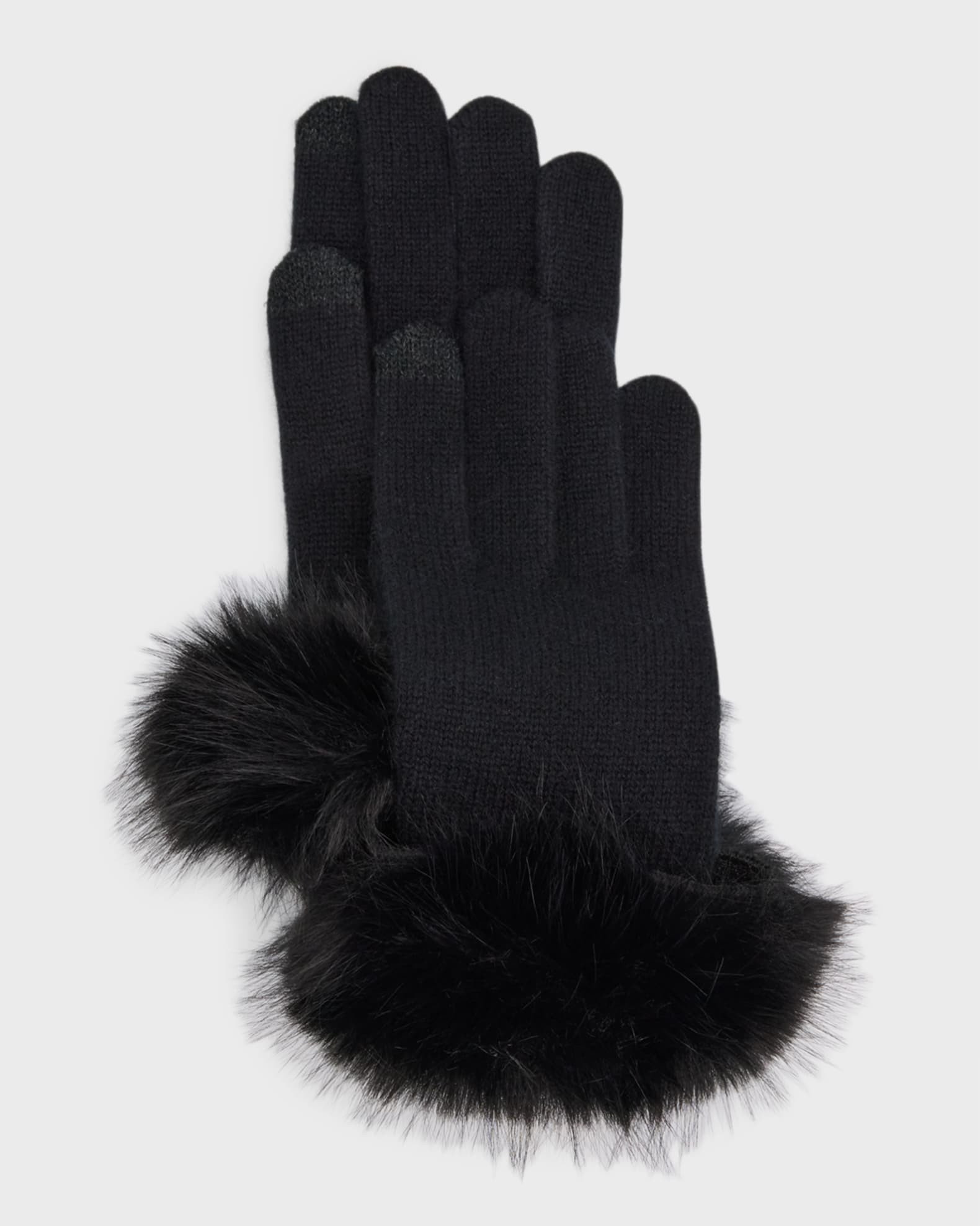Touchscreen Cashmere & Faux Fur Gloves | Neiman Marcus