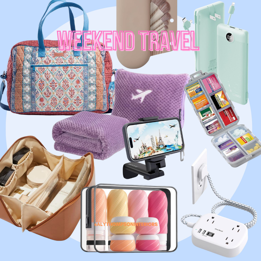 Weekend Travel | Travel | On The Go | Travel Must Haves | Spring Break | Weekender Bag | Travel Pillow | Travel Hacks | Phone Charger | Makeup Bag 

 #LTKvlog #LTKBeauty #LTKTravel