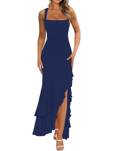 BORIFLORS Women's Elegant Bodycon Ruched Maxi Cocktail Dress | Amazon (US)