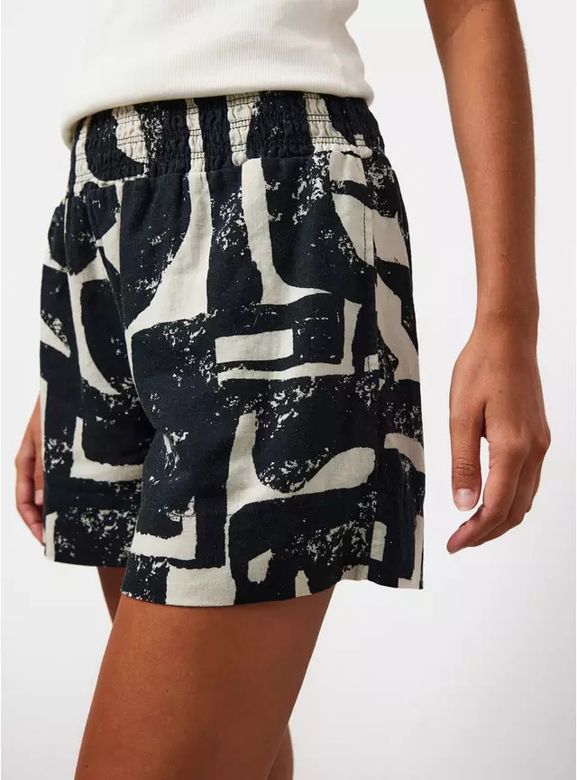 Buy Mono Print Linen Rich Shorts 14 | Linen | Tu | Tu Clothing