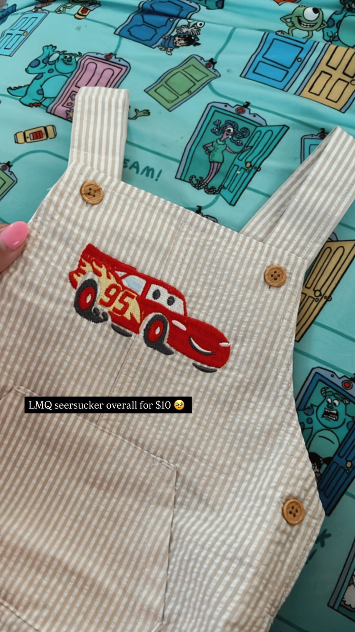 McQueen seersucker beige overall baby style Disney style outfit kids 

#LTKBaby #LTKSaleAlert #LTKKids