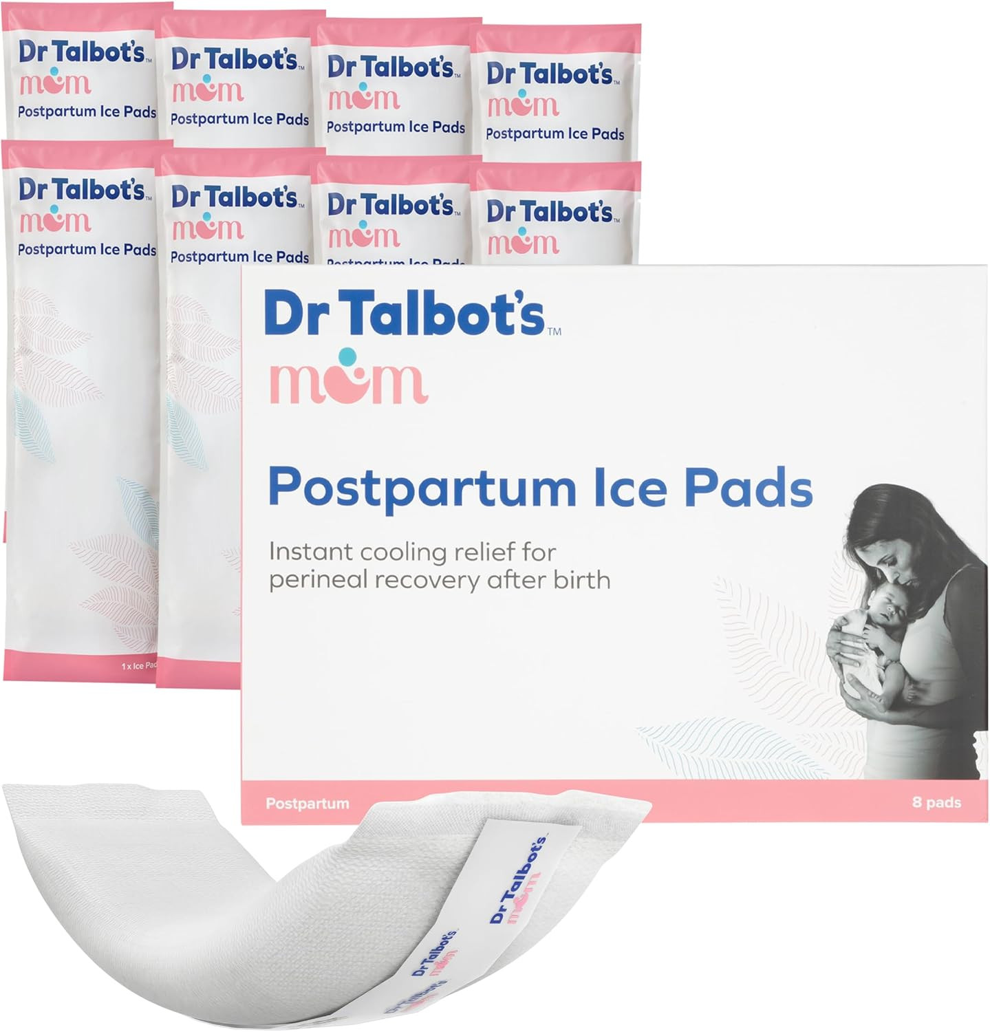 Dr. Talbot's Mom Postpartum Ice Pads for Pain Relief - 8-Pack - 2-in-1 Absorbent Postpartum Pads for Women After Birth | Amazon (US)