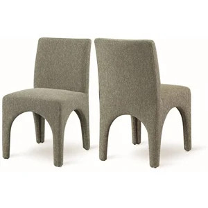 Meridian Furniture Gramercy Green Linen Textured Fabric Dining Chair (Set of 2) | Homesquare