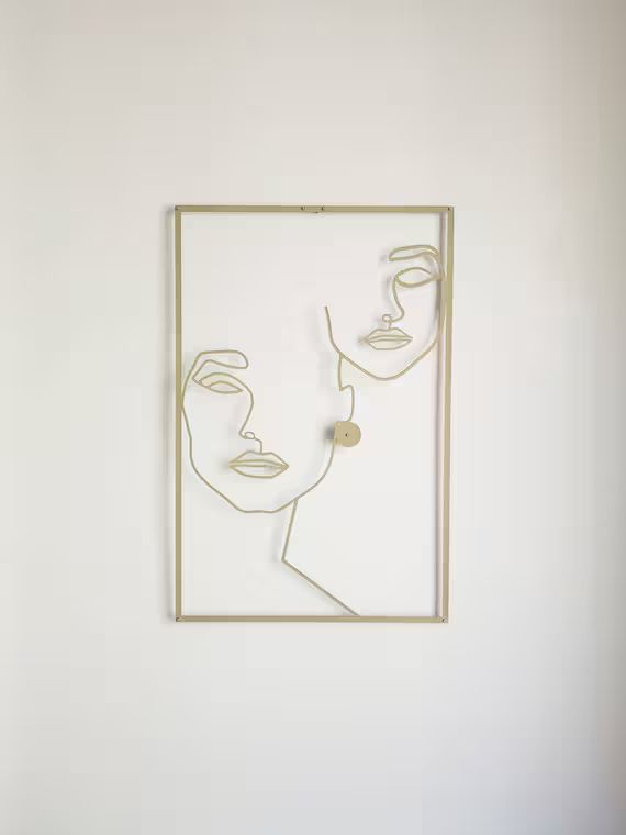 Female Body Wall Art, Gold Wall Decor, Woman Line Art, Large Wall Decor, Minimal Living Room Deco... | Etsy (US)